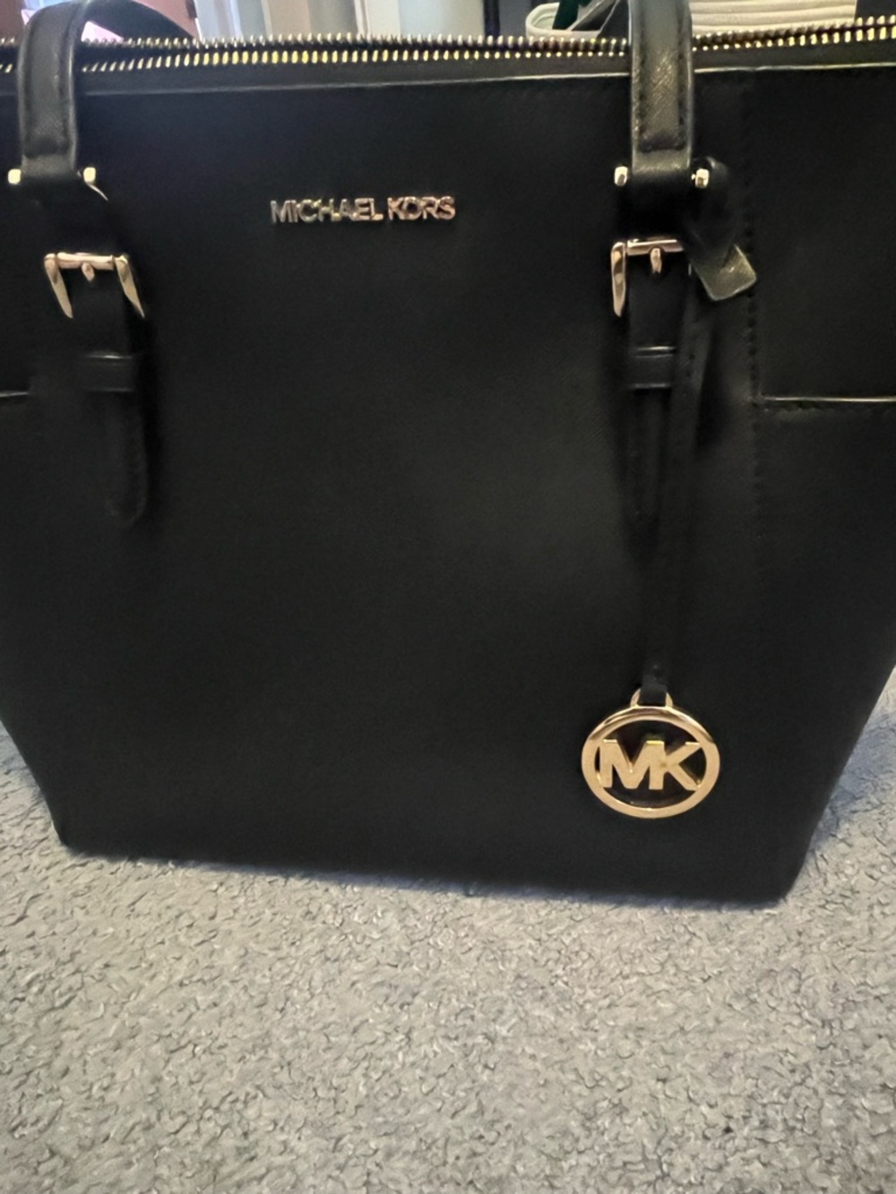 Michael Kors Black Tote with Gold MK Charm